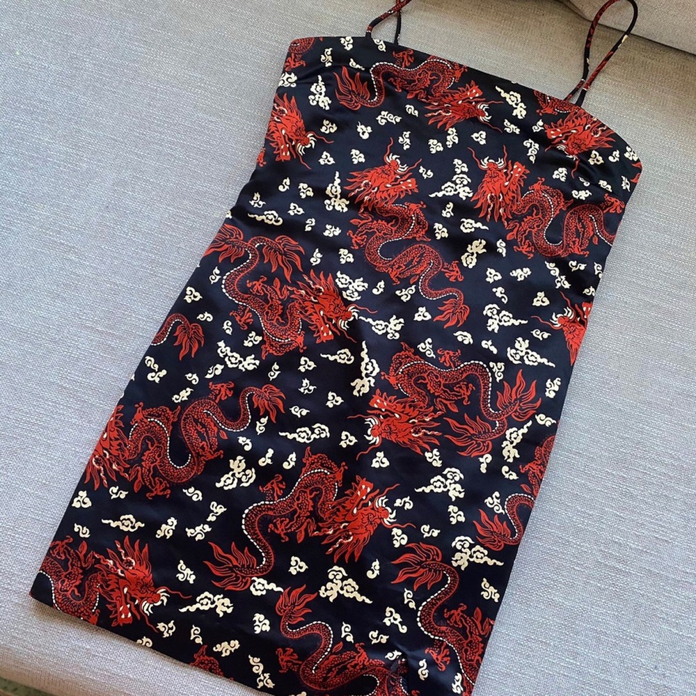 Zara Dragon print silk dress